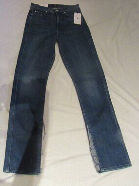 7 For All Man Kind Jeans High Waist Straight Jeans Inside Seam Split Factory NWT